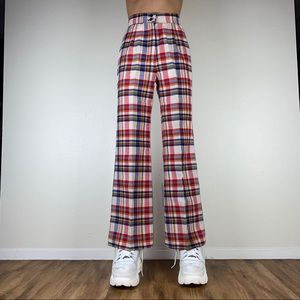 70s style wide leg checkered print pants!